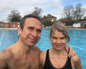 Jack and Sue McCall cold water swimming at Brockwell Lido